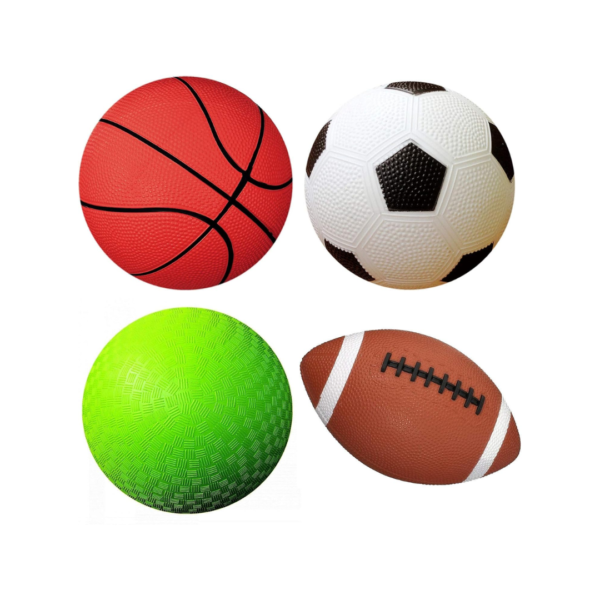 AppleRound Pack of 4 Toy Sports Balls with 1 Pump