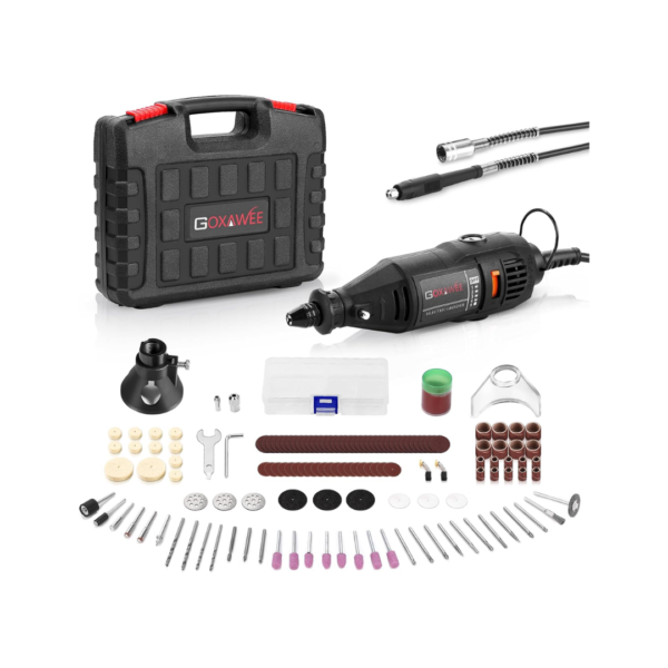 GOXAWEE Rotary Tool Kit with MultiPro Keyless Chuck and Flex Shaft