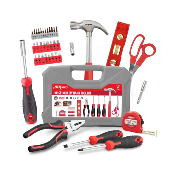 Hi-Spec 42pc Red Household DIY Small Tool Kit